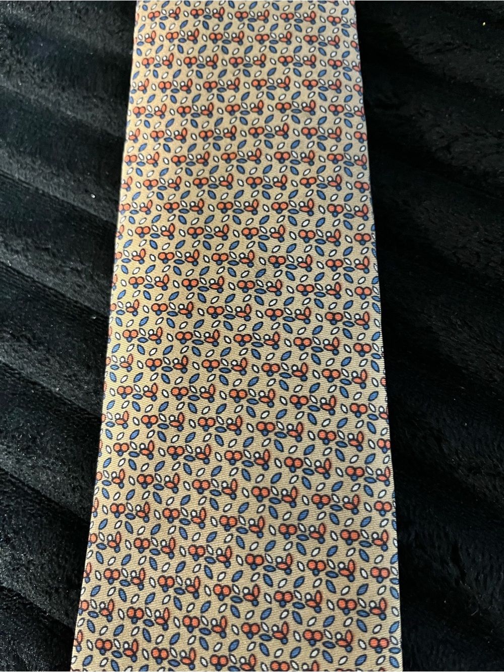 Vintage Christian Dior Cravates Beige Patterned Men's 100% Silk Tie